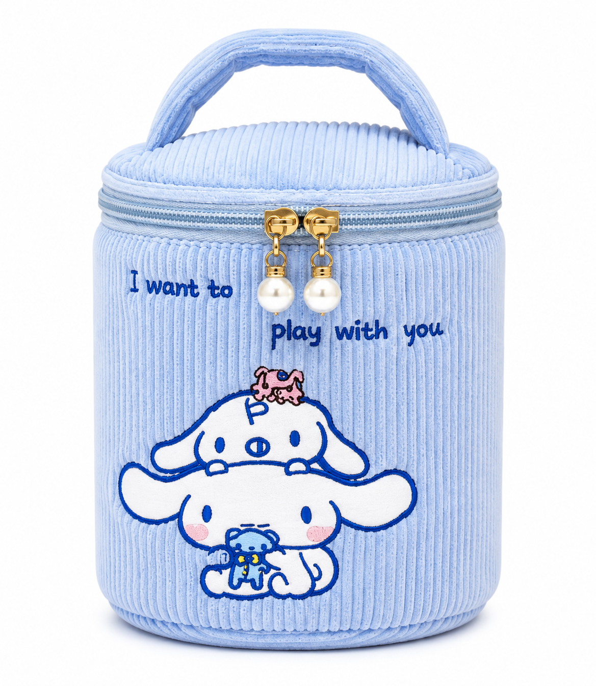 Kawaii Cord Beauty/Makeup Bucket-shaped Cosmetic Case, Portable Storage Bag