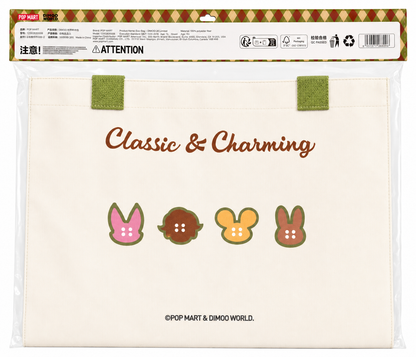 Pop Mart Dimoo World Classic & Charming UK Exclusive Large Canvas Tote Bag