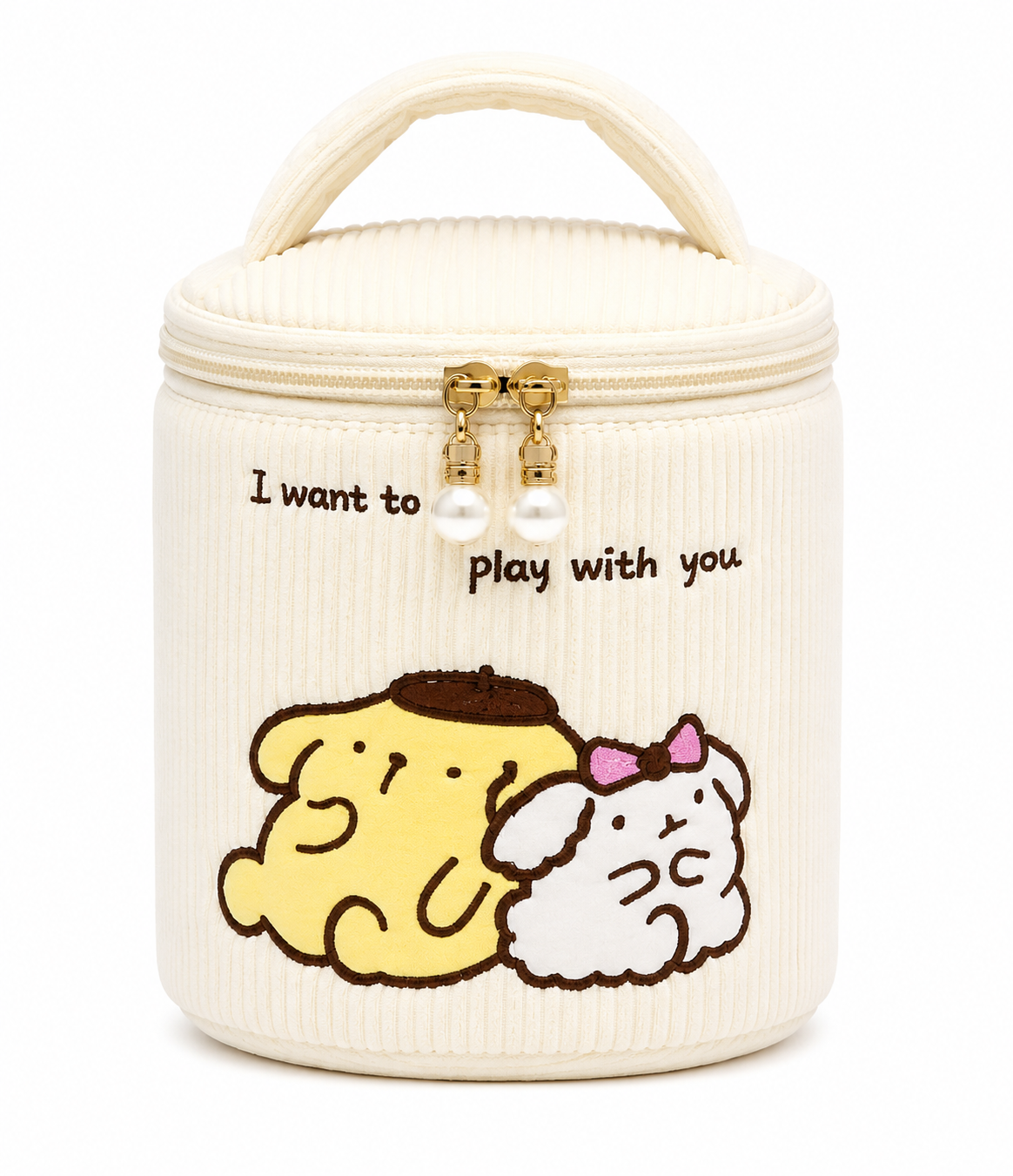 Kawaii Cord Beauty/Makeup Bucket-shaped Cosmetic Case, Portable Storage Bag