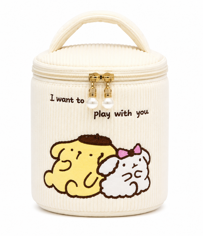 Kawaii Cord Beauty/Makeup Bucket-shaped Cosmetic Case, Portable Storage Bag