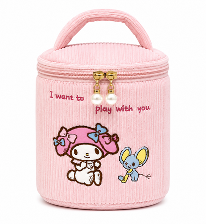 Kawaii Cord Beauty/Makeup Bucket-shaped Cosmetic Case, Portable Storage Bag