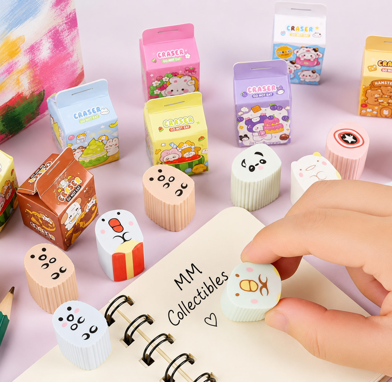 Blind Box Milk Carton Erasers ( 2 Boxes Supplied)