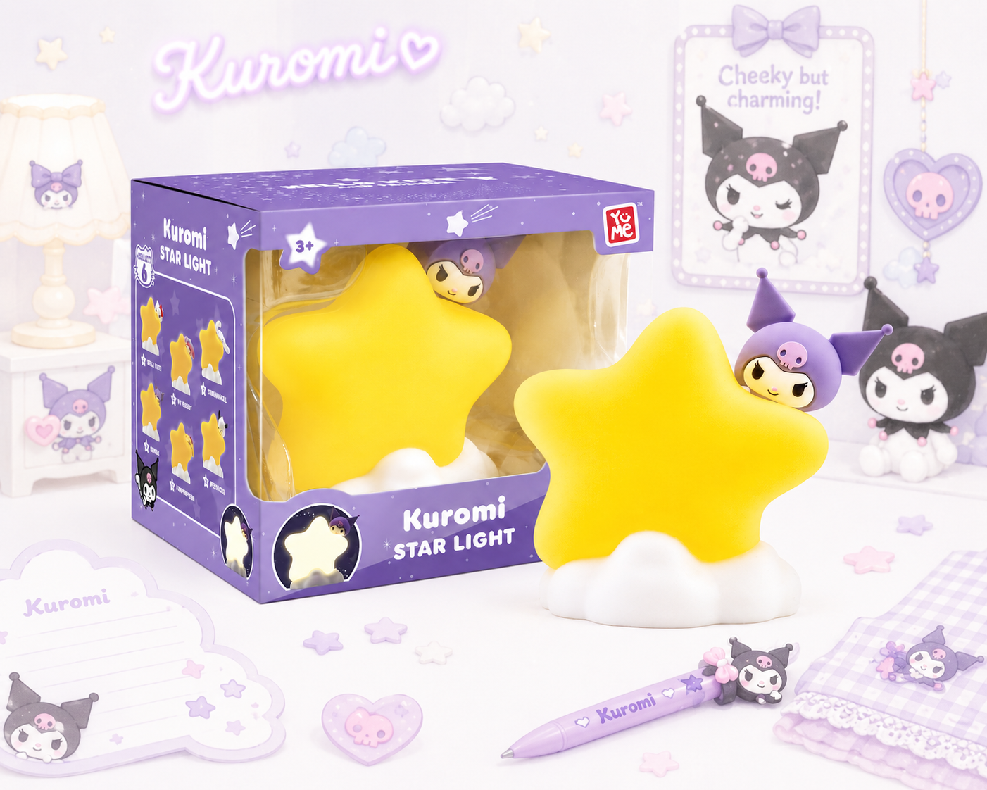 Kuromi Star Touch Light By Bandai YuMe approx 9cm