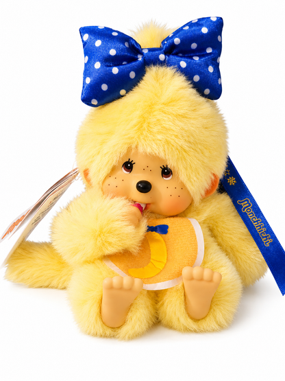 Sekiguchi Tokyo Banana × Monchhichi 35th Anniversary Plush Pendant Keychain.