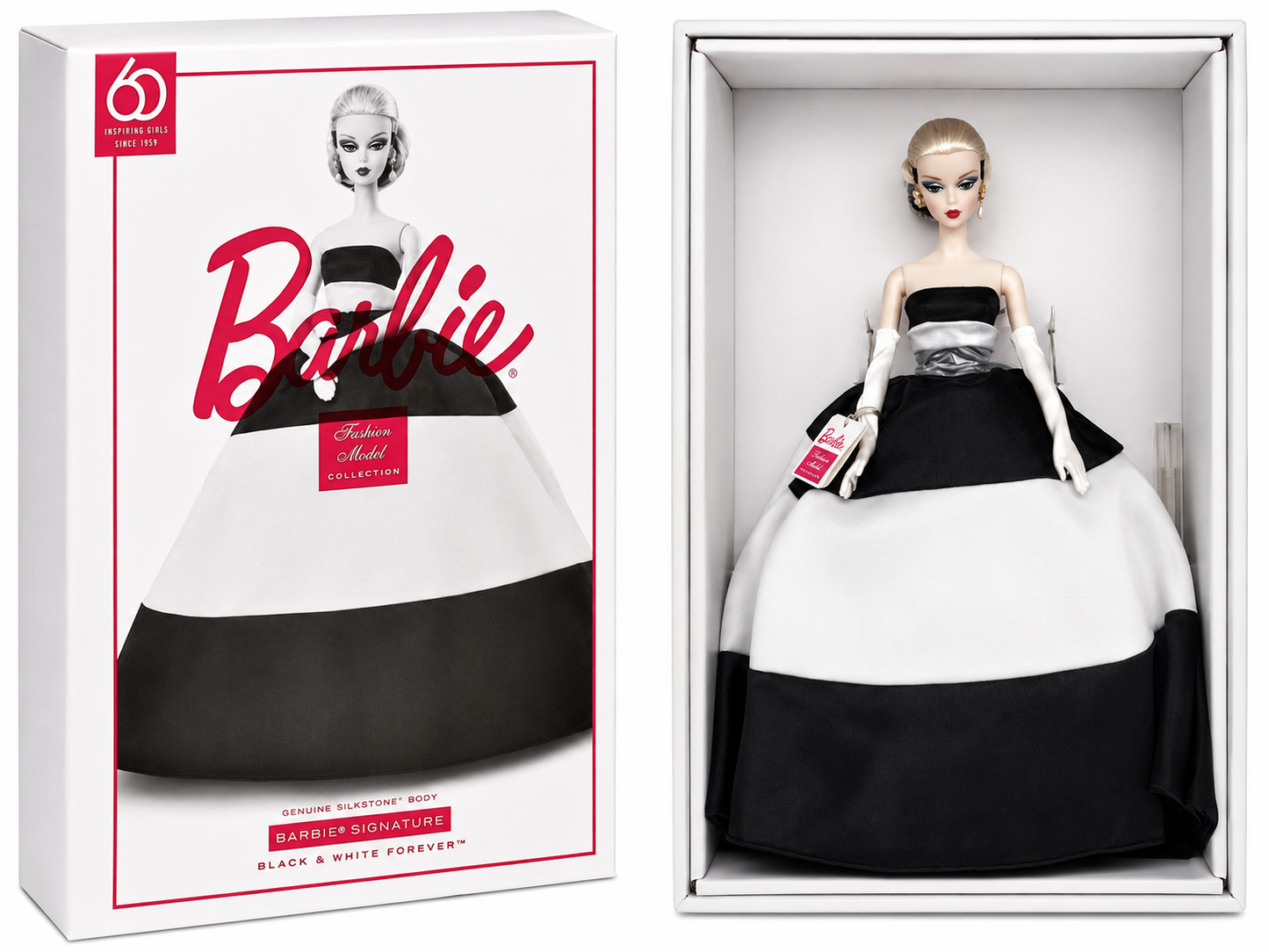 Mattel Barbie Gold Label 60th Anniversary Silkstone Signature Black & White Forever Doll