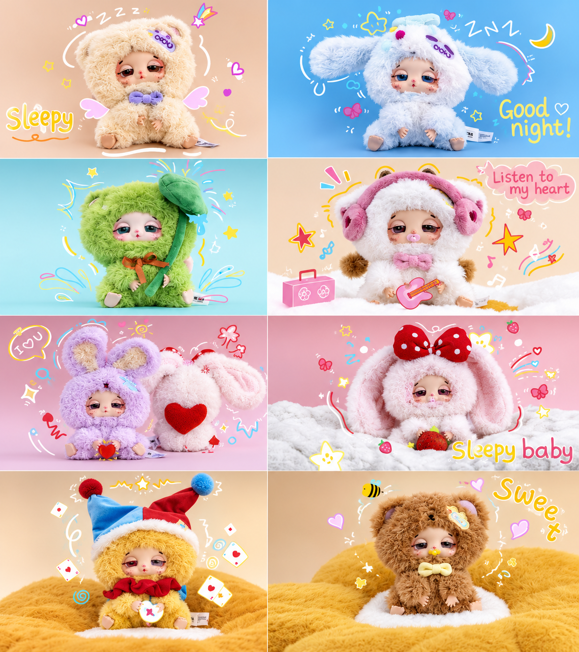 Baby Three Doudou Tired Baby Series Plush Pendant Blind Box