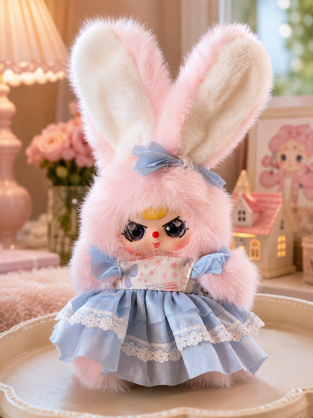 Baby Three Macchiato Plus Mini Rabbit Bag/Pendant Confirmed - Pink Mist Heart